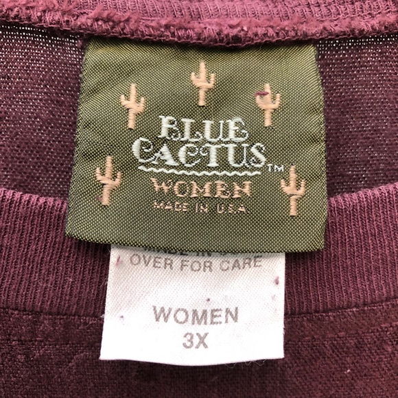 🎉2xHP🎉 BLUE CACTUS Linen Maxi Dress Beach Pool Cover Up Maroon Vintage Plus 3X - Picture 8 of 11